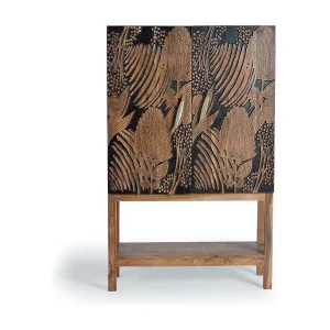 Kast met bouteilles en bois d'acacia sculptée a main Kast met bouteilles en bois d'acacia sculptée a main