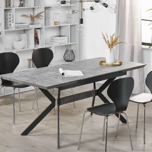 Eettafel uitschuifbaar BENSON Lichtgrijs 140/180 cm 80 cm Eettafel uitschuifbaar BENSON Lichtgrijs 140/180 cm 80 cm