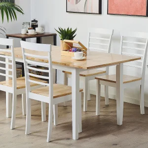Eettafel uitschuifbaar HOUSTON Bruin/wit 120/150 cm 80 cm Hout Eettafel uitschuifbaar HOUSTON Bruin/wit 120/150 cm 80 cm Hout