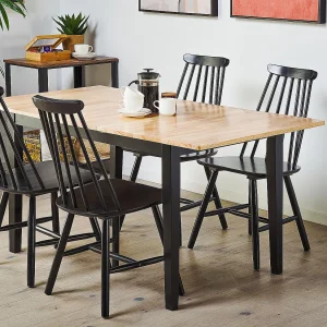 Eettafel uitschuifbaar HOUSTON Bruin/zwart 120/150 cm 80 cm Hout Eettafel uitschuifbaar HOUSTON Bruin/zwart 120/150 cm 80 cm Hout