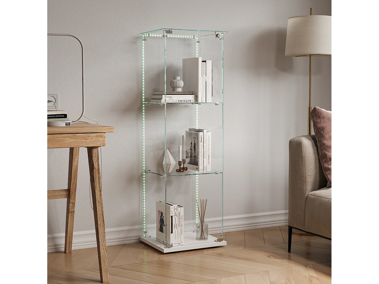 Enkele vitrine – 3 lagen, zwarte achterkant, heldere afwerking