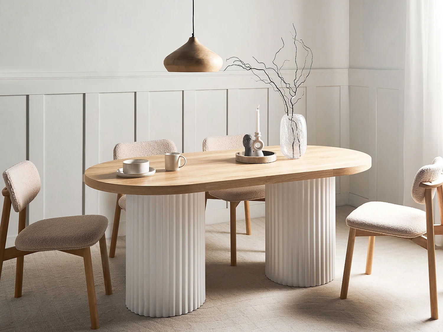 Eettafel SHERIDAN Lichtbruin/wit 180 cm 90 cm