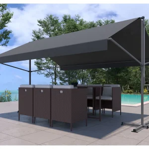 Dubbel hellend zonnescherm grijs 4x3m ISEO – Zon- en waterbestendige bescherming voor buiten tuin