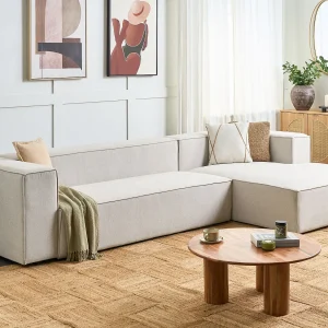 Hoekbank VERNON Stof Lichtbeige 3-zitter Linkerzijde Hoekbank VERNON Stof Lichtbeige 3-zitter Linkerzijde