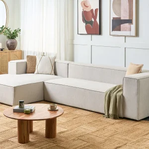 Hoekbank VERNON Stof Lichtbeige 3-zitter Rechterzijde Hoekbank VERNON Stof Lichtbeige 3-zitter Rechterzijde