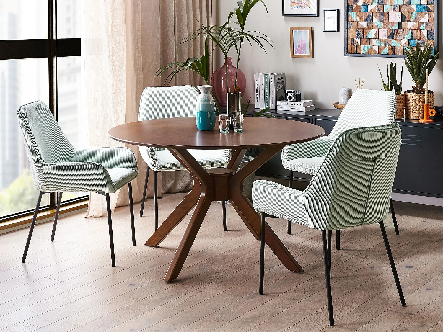 Eettafel TYMIS Donker mahoniehout 120 cm 120 cm