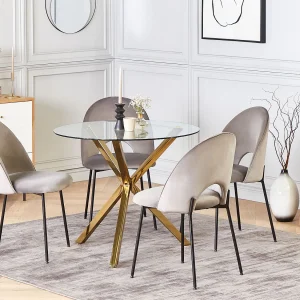 Eettafel SAVONI Goud 90 cm 90 cm Veiligheidsglas Eettafel SAVONI Goud 90 cm 90 cm Veiligheidsglas