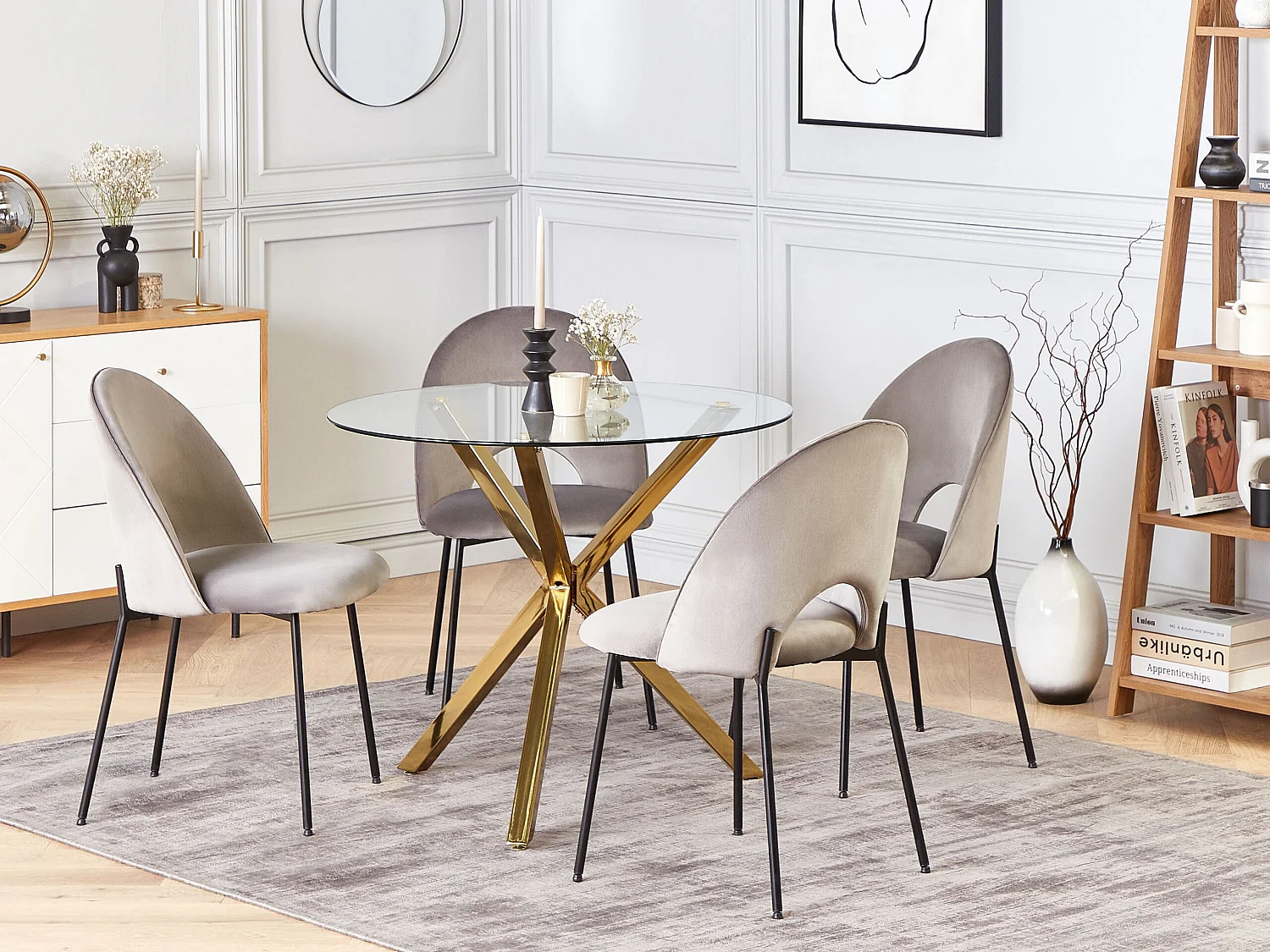 Eettafel SAVONI Goud 90 cm 90 cm Veiligheidsglas