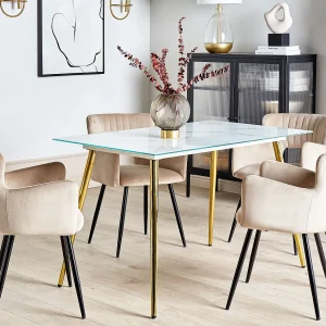 Eettafel MULGA Wit marmer 120 cm 70 cm Veiligheidsglas