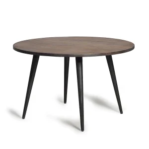 Tafel met handgreep van acaciahout en metalen poten Tafel met handgreep van acaciahout en metalen poten