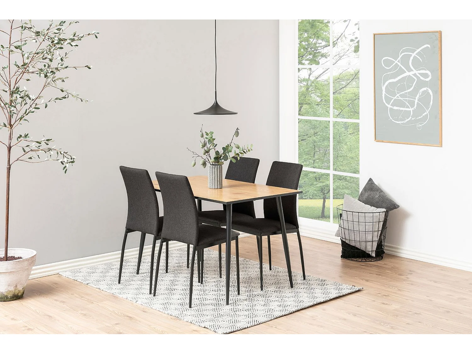 Eettafel voor 4 personen hout en zwart 120cm MIRA Industriële Stijl
