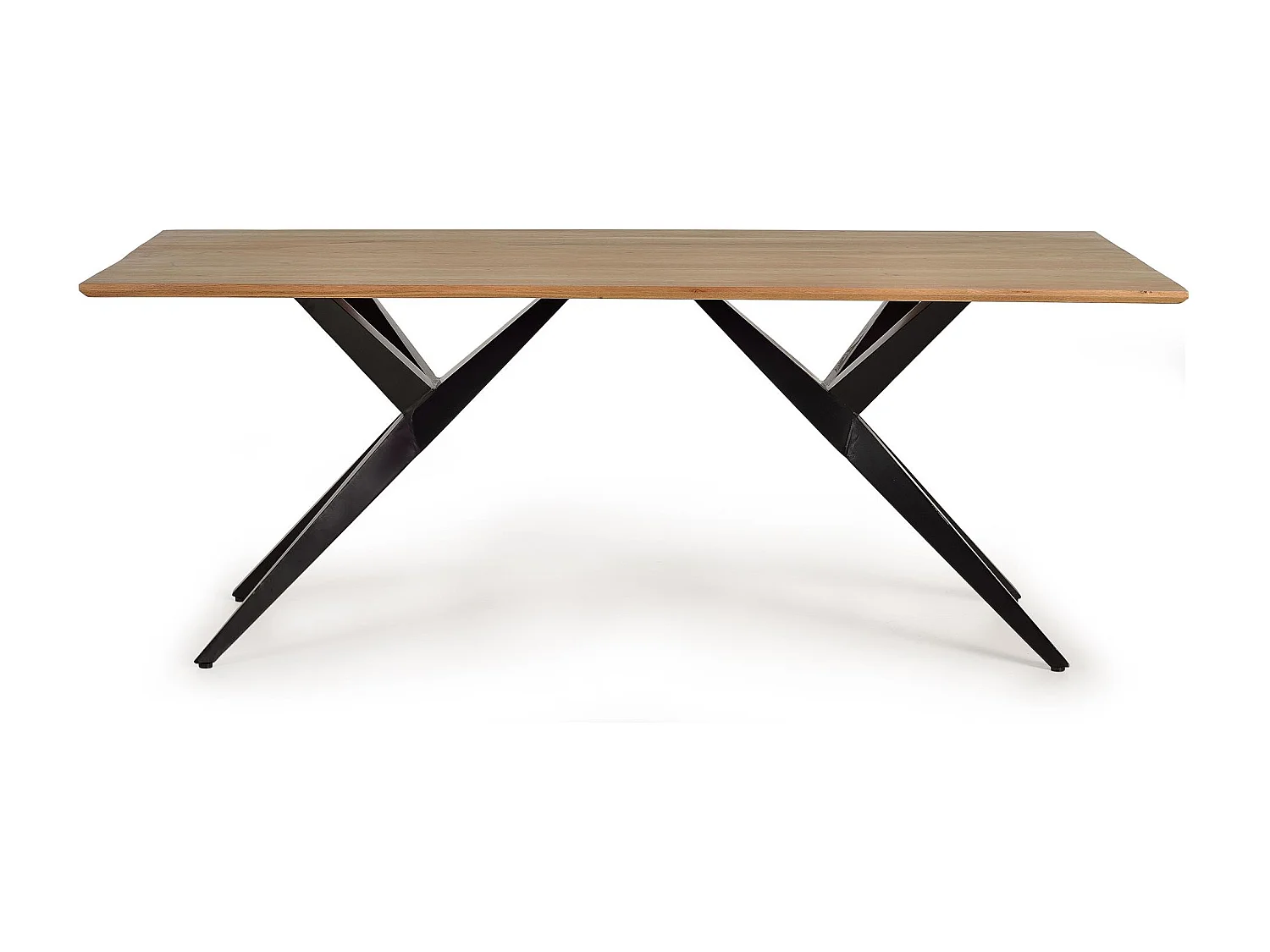 Tafel met handgreep van natuurlijk acaciahout en metalen details