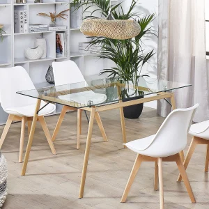 Eettafel KAMINA Lichtbruin 140 cm 80 cm Veiligheidsglas
