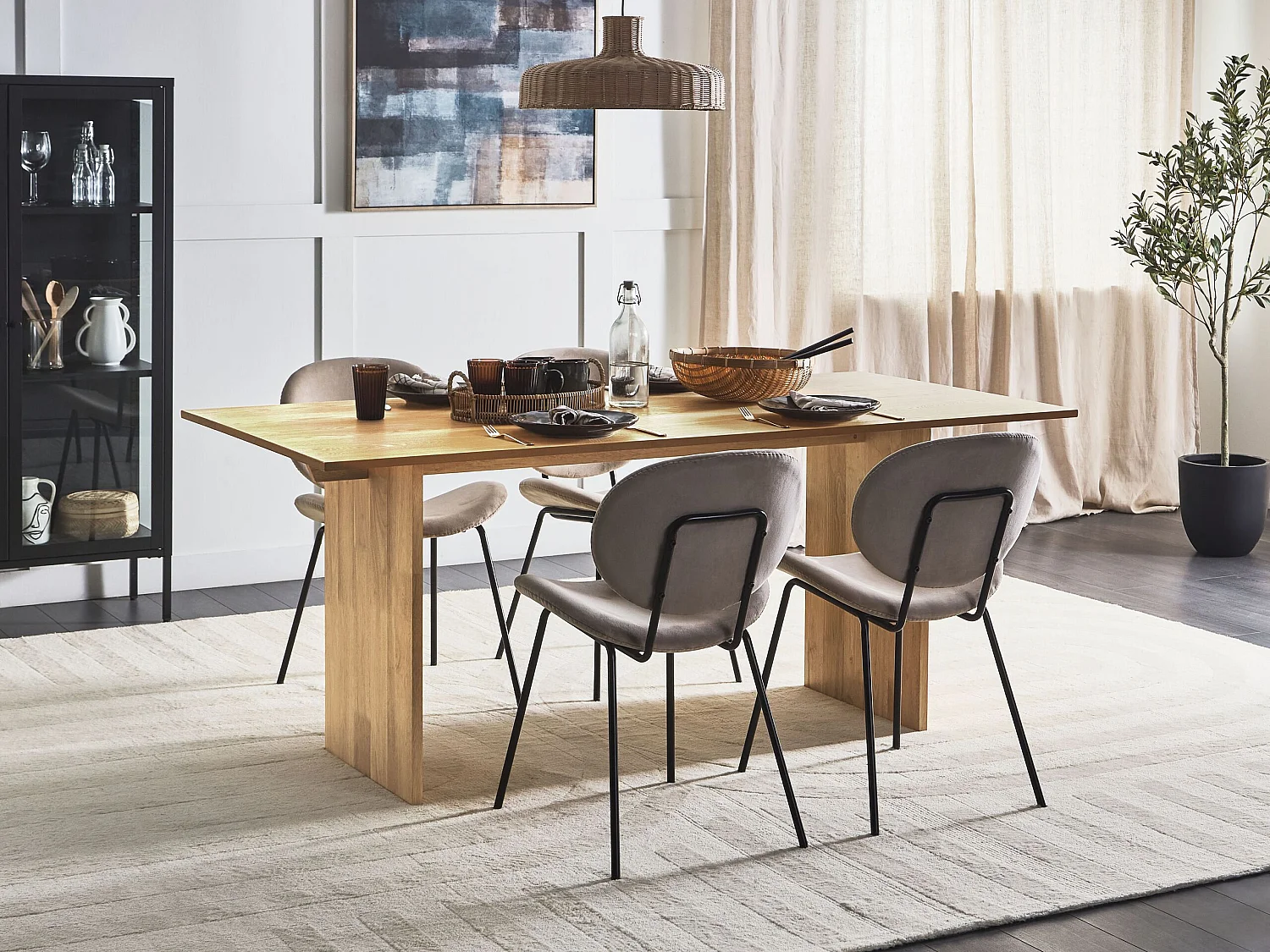 Eettafel MOORA Natuurlijk essenhout 180 cm 90 cm