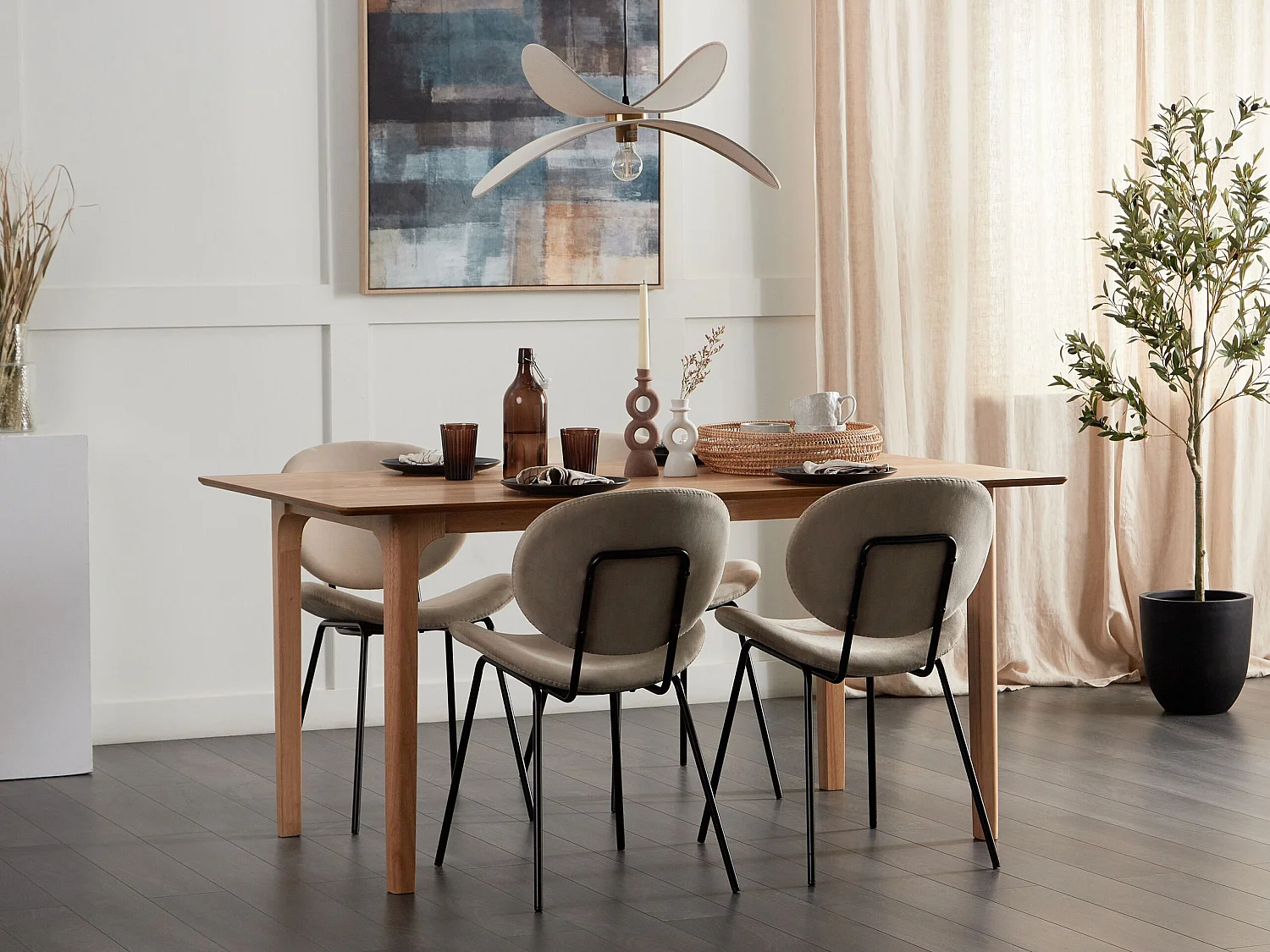 Eettafel DELMAS Licht essenhout 160 cm 90 cm