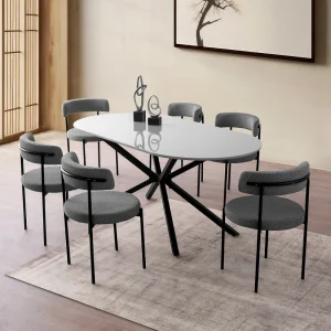 Eettafel voor 6 personen grijs en zwart 180 cm KARVIA – Moderne Eigentijdse Stijl Eettafel voor 6 personen grijs en zwart 180 cm KARVIA – Moderne Eigentijdse Stijl