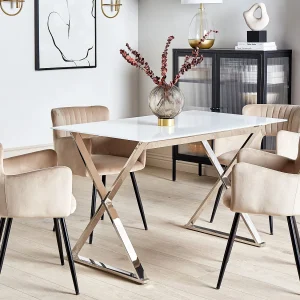 Eettafel ATTICA Wit 120 cm 70 cm Veiligheidsglas Eettafel ATTICA Wit 120 cm 70 cm Veiligheidsglas
