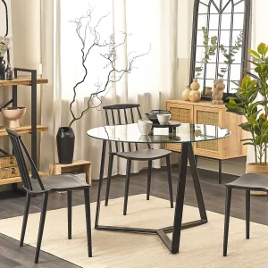 Eettafel KEBRI Zwart 100 cm 100 cm Veiligheidsglas