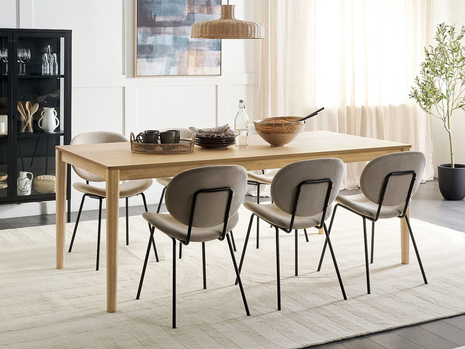 Eettafel ERMELO Natuurlijk essenhout 200 cm 100 cm