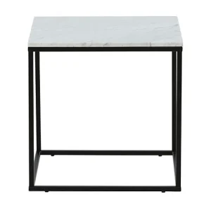 Estelle  bijzettafel 50×50 cm marmor decor wit.