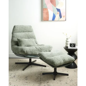 Draaifauteuil TOVIK met voetenbank Stof Lichtgroen