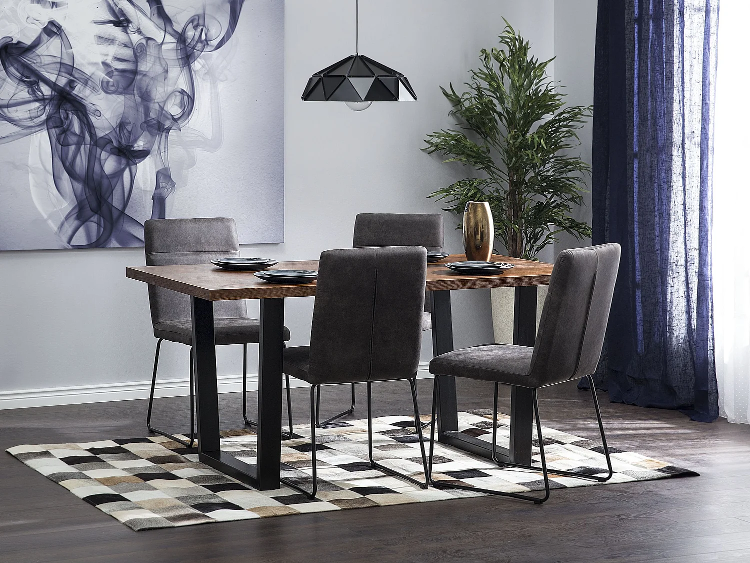 Eettafel AUSTIN Donker walnoothout 160 cm 90 cm