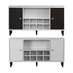 Evolution dressoir 2 deuren, 1 plank, 8 flessen wijn wit, zwart. Evolution dressoir 2 deuren, 1 plank, 8 flessen wijn wit, zwart.