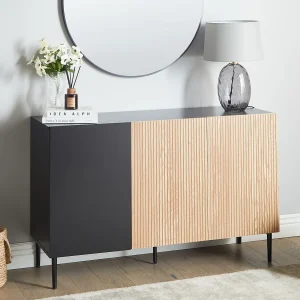 Dressoir met 3 deuren BLYTHE Natuurlijk essenhout Zwart Dressoir met 3 deuren BLYTHE Natuurlijk essenhout Zwart