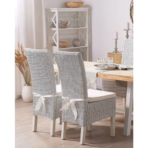 Set van 2 eetkamerstoelen ANDES Rotan Wit Set van 2 eetkamerstoelen ANDES Rotan Wit