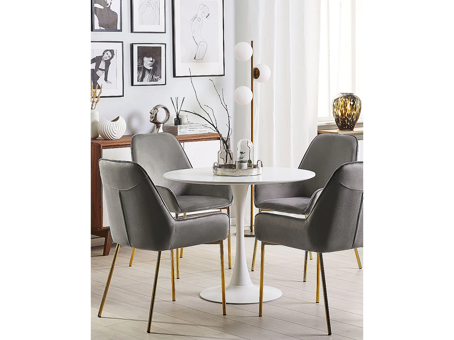 Set van 2 eetkamerstoelen LOVERNA Fluweel Grijs