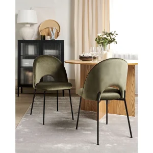 Set van 2 eetkamerstoelen COVELO Fluweel Donkergroen Set van 2 eetkamerstoelen COVELO Fluweel Donkergroen