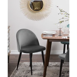 Set van 2 eetkamerstoelen VISALIA Fluweel Grijs Set van 2 eetkamerstoelen VISALIA Fluweel Grijs