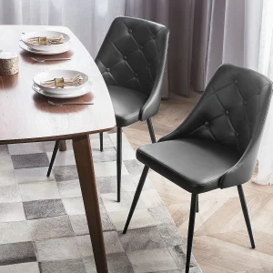 Set van 2 eetkamerstoelen VALERIE Kunstleer Zwart Set van 2 eetkamerstoelen VALERIE Kunstleer Zwart