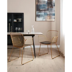 Set van 2 eetkamerstoelen APPLETON Metaal Goud Set van 2 eetkamerstoelen APPLETON Metaal Goud