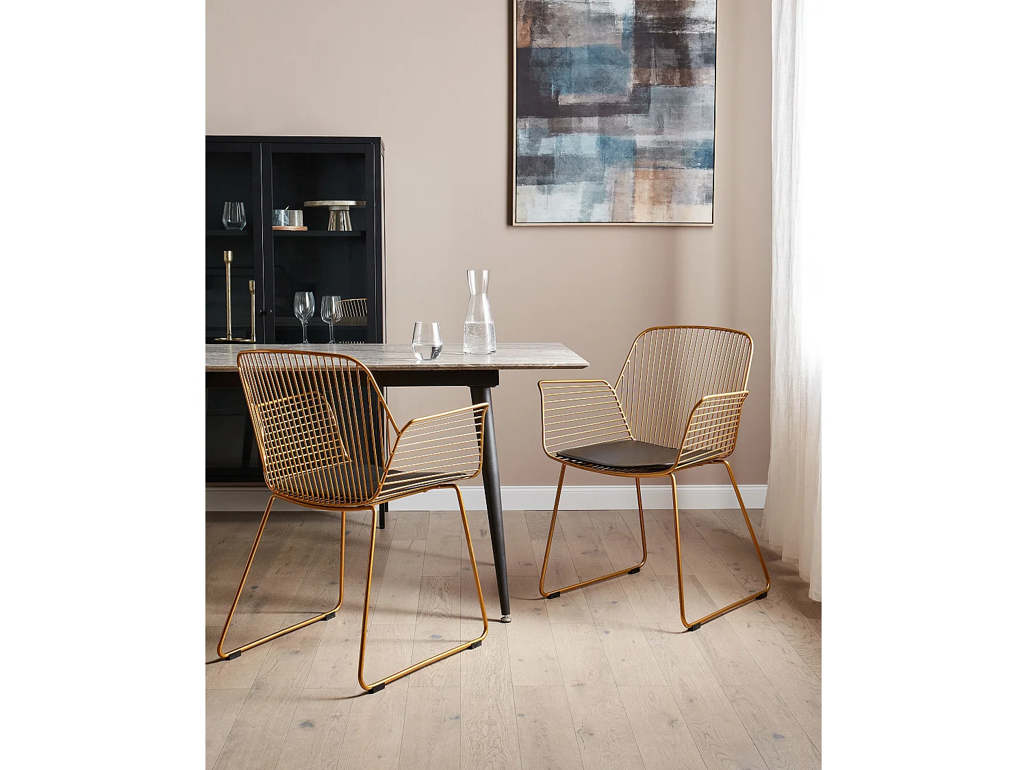 Set van 2 eetkamerstoelen APPLETON Metaal Goud