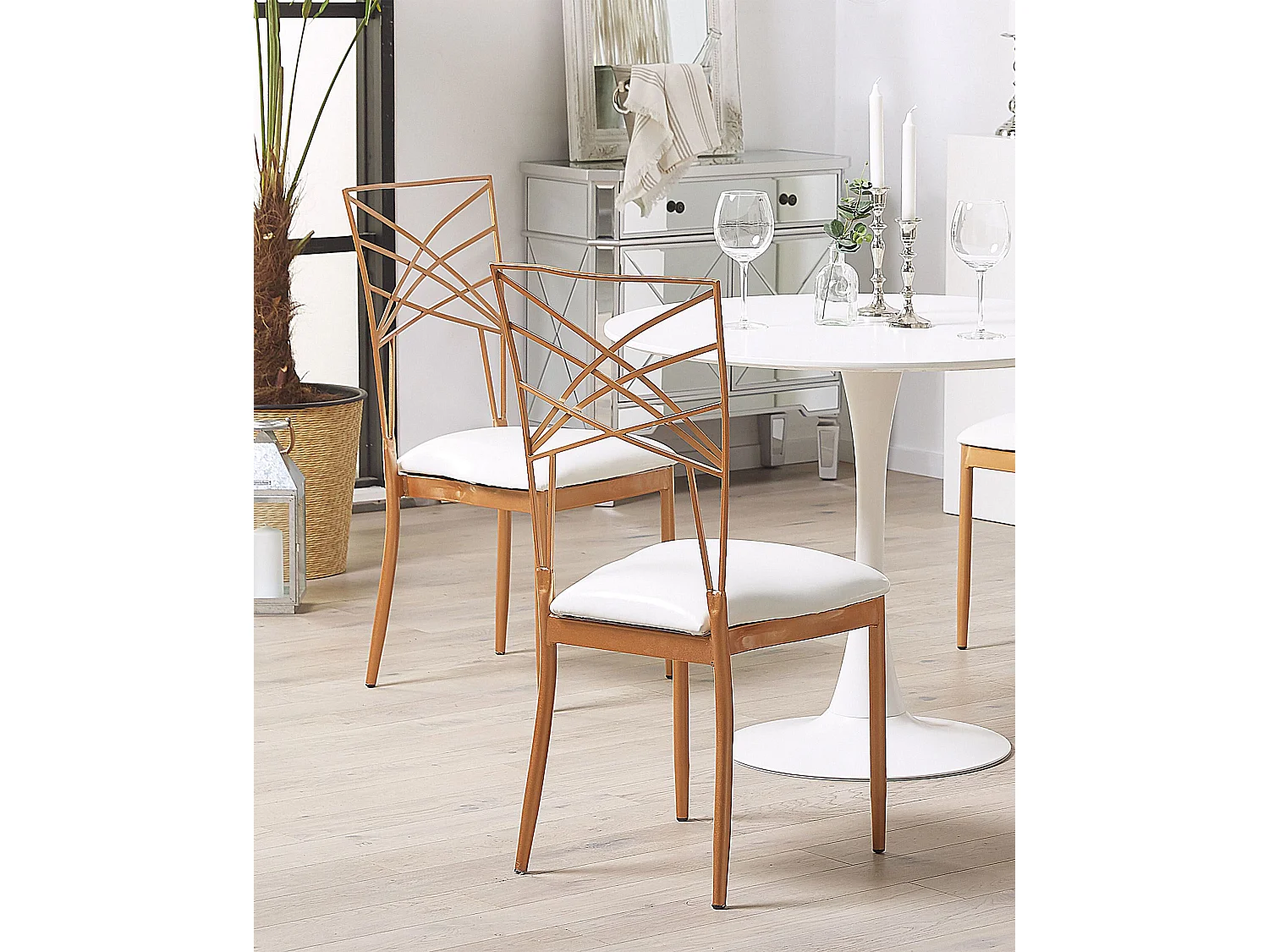 Set van 2 eetkamerstoelen GIRARD Metaal Roségoud