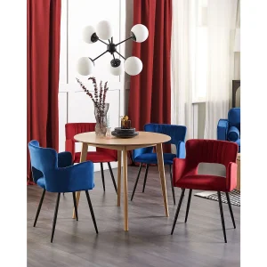 Set van 2 eetkamerstoelen SANILAC Fluweel Donkerrood Set van 2 eetkamerstoelen SANILAC Fluweel Donkerrood