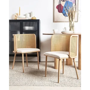 Set van 2 eetkamerstoelen KOBUK Metaal Lichte houtkleur Set van 2 eetkamerstoelen KOBUK Metaal Lichte houtkleur