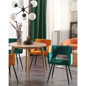 Set van 2 eetkamerstoelen SANILAC Fluweel Smaragdgroen Set van 2 eetkamerstoelen SANILAC Fluweel Smaragdgroen