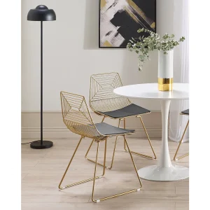 Set van 2 eetkamerstoelen BEATTY Metaal Goud Set van 2 eetkamerstoelen BEATTY Metaal Goud