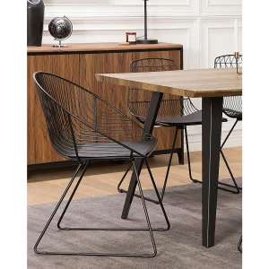 Set van 2 eetkamerstoelen HARLAN Metaal Zwart Set van 2 eetkamerstoelen HARLAN Metaal Zwart