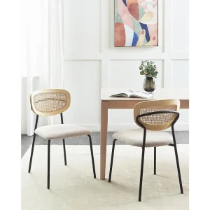 Set van 2 eetkamerstoelen MAYETTA Rotan Lichtbeige