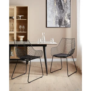 Set van 2 eetkamerstoelen ANNAPOLIS Metaal Zwart Set van 2 eetkamerstoelen ANNAPOLIS Metaal Zwart