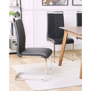 Set van 2 eetkamerstoelen GREEDIN Kunstleer Zwart Set van 2 eetkamerstoelen GREEDIN Kunstleer Zwart