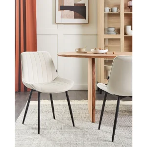 Set van 2 eetkamerstoelen DUBROVNIK Fluweel Lichtbeige Set van 2 eetkamerstoelen DUBROVNIK Fluweel Lichtbeige