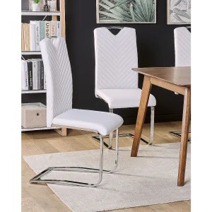 Set van 2 eetkamerstoelen PICKNES Kunstleer Gebroken wit Set van 2 eetkamerstoelen PICKNES Kunstleer Gebroken wit