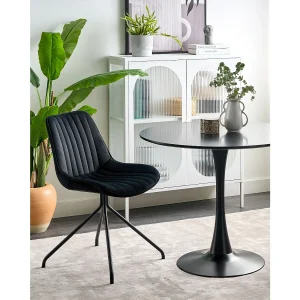 Set van 2 eetkamerstoelen NAVASOTA Fluweel Zwart Set van 2 eetkamerstoelen NAVASOTA Fluweel Zwart