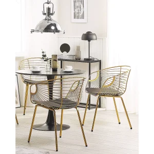 Set van 2 eetkamerstoelen HOBACK Metaal Goud Set van 2 eetkamerstoelen HOBACK Metaal Goud