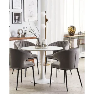 Set van 2 eetkamerstoelen AUGUSTA Fluweel Grijs Set van 2 eetkamerstoelen AUGUSTA Fluweel Grijs
