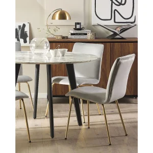 Set van 2 eetkamerstoelen RUBIO Fluweel Grijs Set van 2 eetkamerstoelen RUBIO Fluweel Grijs